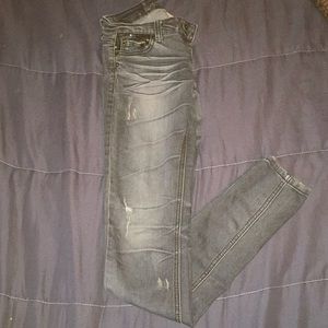 Bleached and cut skinny jeans